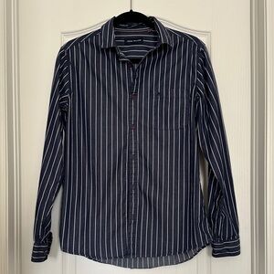John Miller brand men's striped casual shirt in a slim fit.